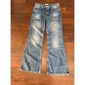 ZARA NWT Rigid Flare Jeans US 8 Medium Wash High Rise Full Length Vintage Look